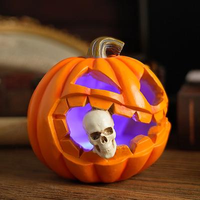 Halloween Pumpkin Ghost Skull Resin Decor Vintage Tabletop Sculpture for Spooky Party Home Office Garden Decoration