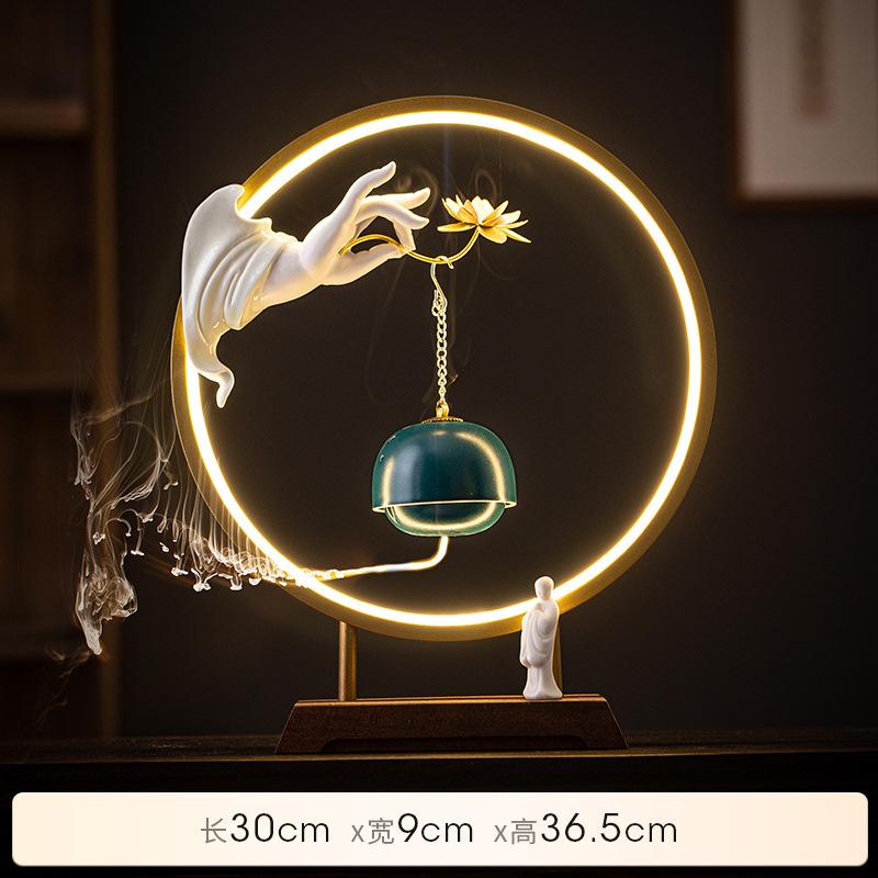 Feng shui Chinese-style Zen-inspired Buddha's hand lotus hanging stove lamp ring decoration, household indoor entrance TV cabine