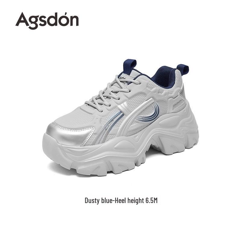 Ougushideng Women's 2025 Autumn Height-Boosting Thick-Soled Casual Sneakers