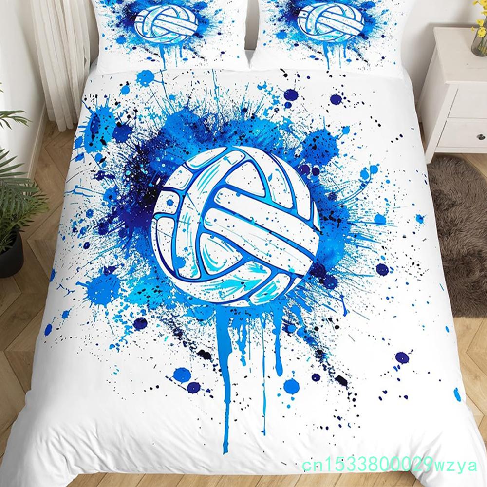 Volleyball Sport Bedding Set Sports Theme Duvet Cover King Queen Watercolor Volleyball Comforter Cover Ball Game Quilt Cover