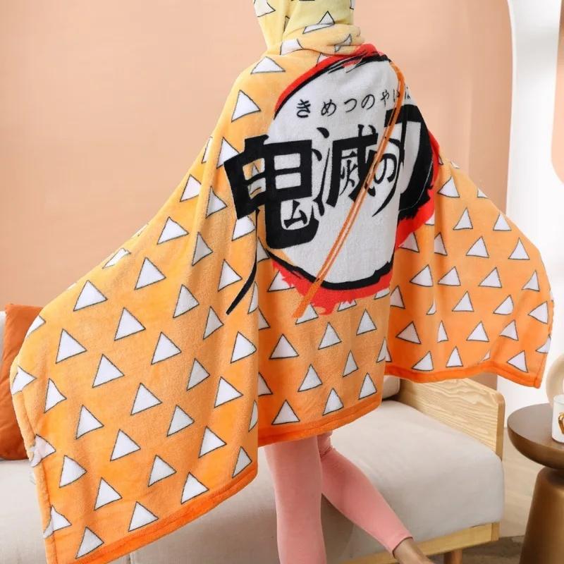 Demon Slayer Blanket Plaid Anime Kimetsu No Yaiba Cosplay Prop Tanjirou Custom Women Pajamas Adult Bathrobe Shawl Gown Homewear