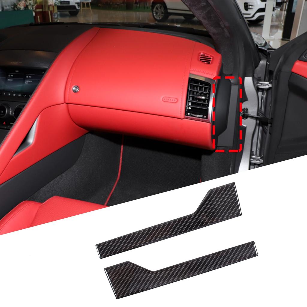 2pcs Real Carbon Fiber Door Panel Cover Trim Sticker For Jaguar F-type 2013-