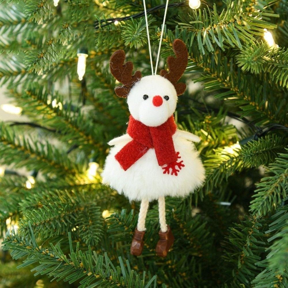 Angel Doll Hanging Plush Ornament Snowman Pattern Christmas Hanging Doll  Christmas Tree Decor