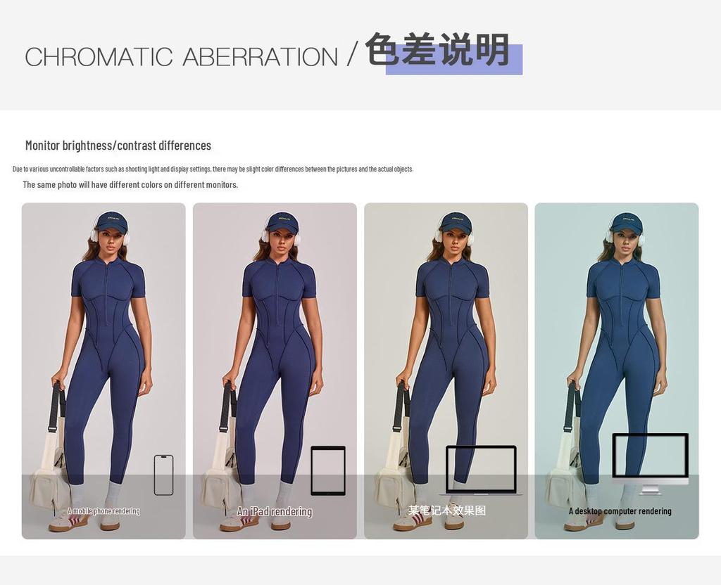 Women's Short-Sleeve Half-Zip Tummy-Control Yoga Jumpsuit