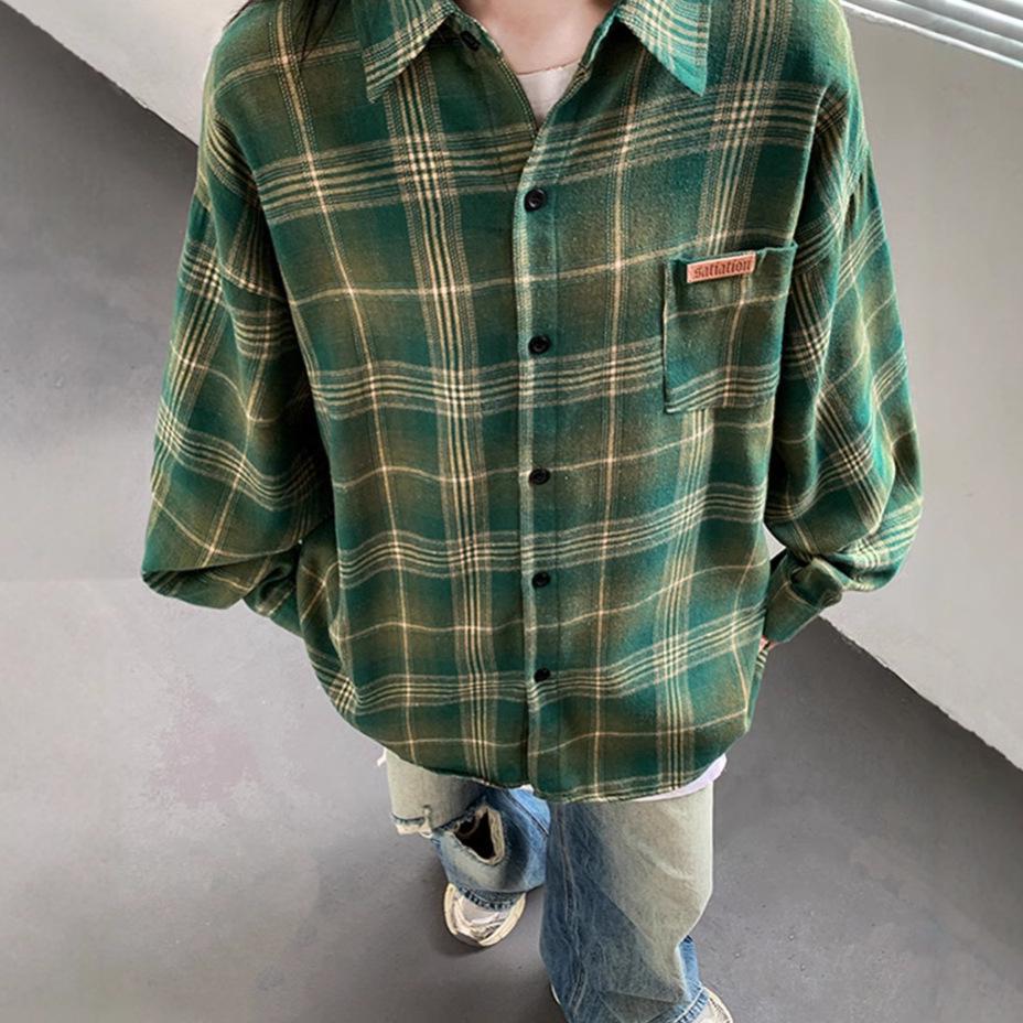 

Women s Plaid Long Sleeve Shirt - Casual, Loose-Fit Top for Autumn and Spring L
