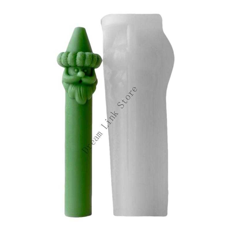 Q1FD Christmas Santa Silicone Mold Santa Pillar Silicone Mold For Handmade Soap Chocolate Baking Tool