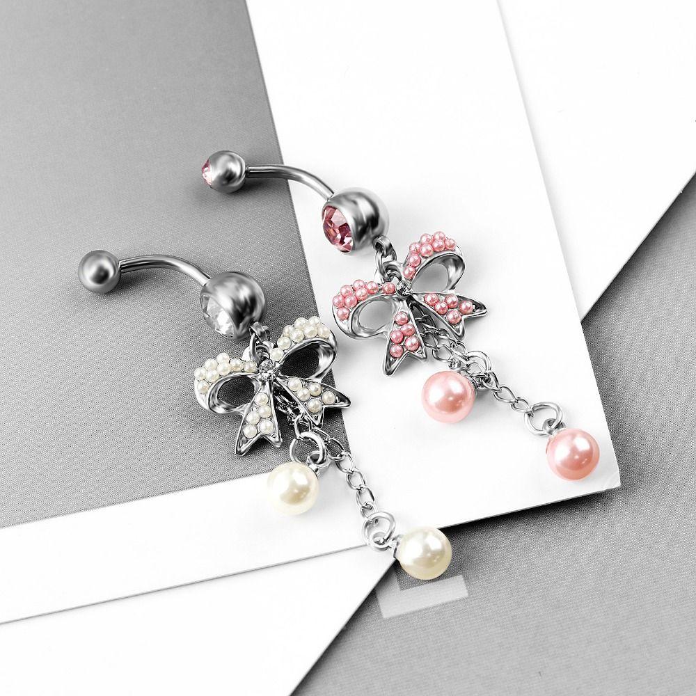 Fashion Jewelry Bowknot Navel Button Ring Rhinestone Body Jewelry  Body Piercing