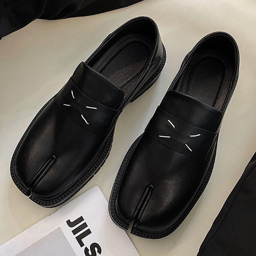 Nadměrná velikost 46 Dámské boty Tabi Módní Pánské mokasíny s rozdělenou špičkou Boty Unisex Silná podrážka Ležérní Kožené boty Obuv