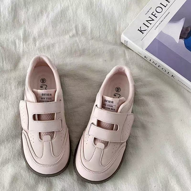 

Ugly cute summer new niche design student little white shoes Velcro board shoes women 40 розовый