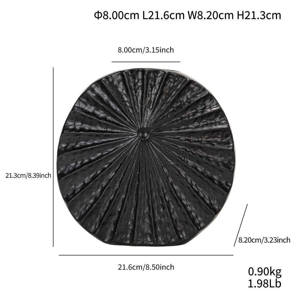 Simple Geometric Radiation Flat Mouth Vase Ceramic Handicraft Creative Home Decoration Ornament mov397 black large size