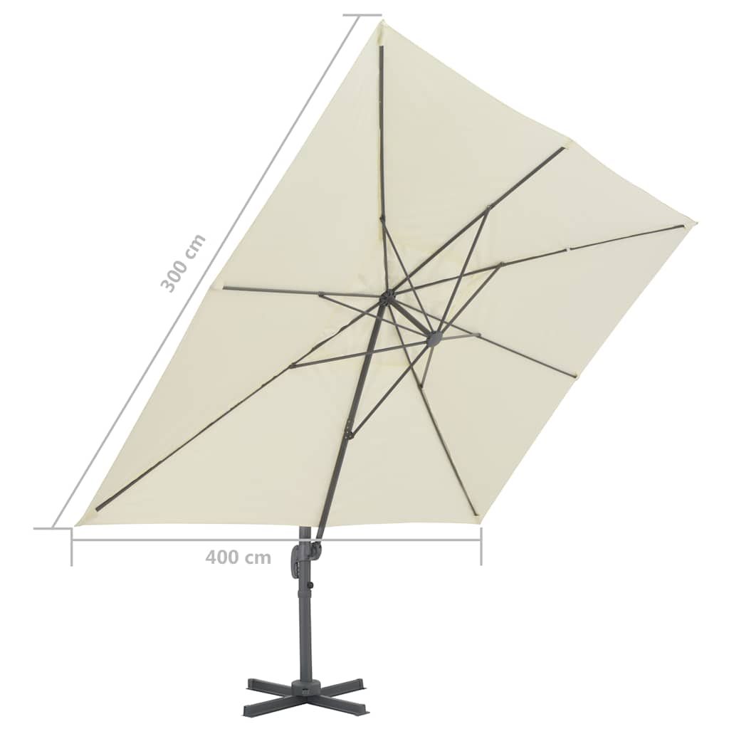 Traffic Light Umbrella with Aluminum Pole 400 X 300 Cm Sand Beige