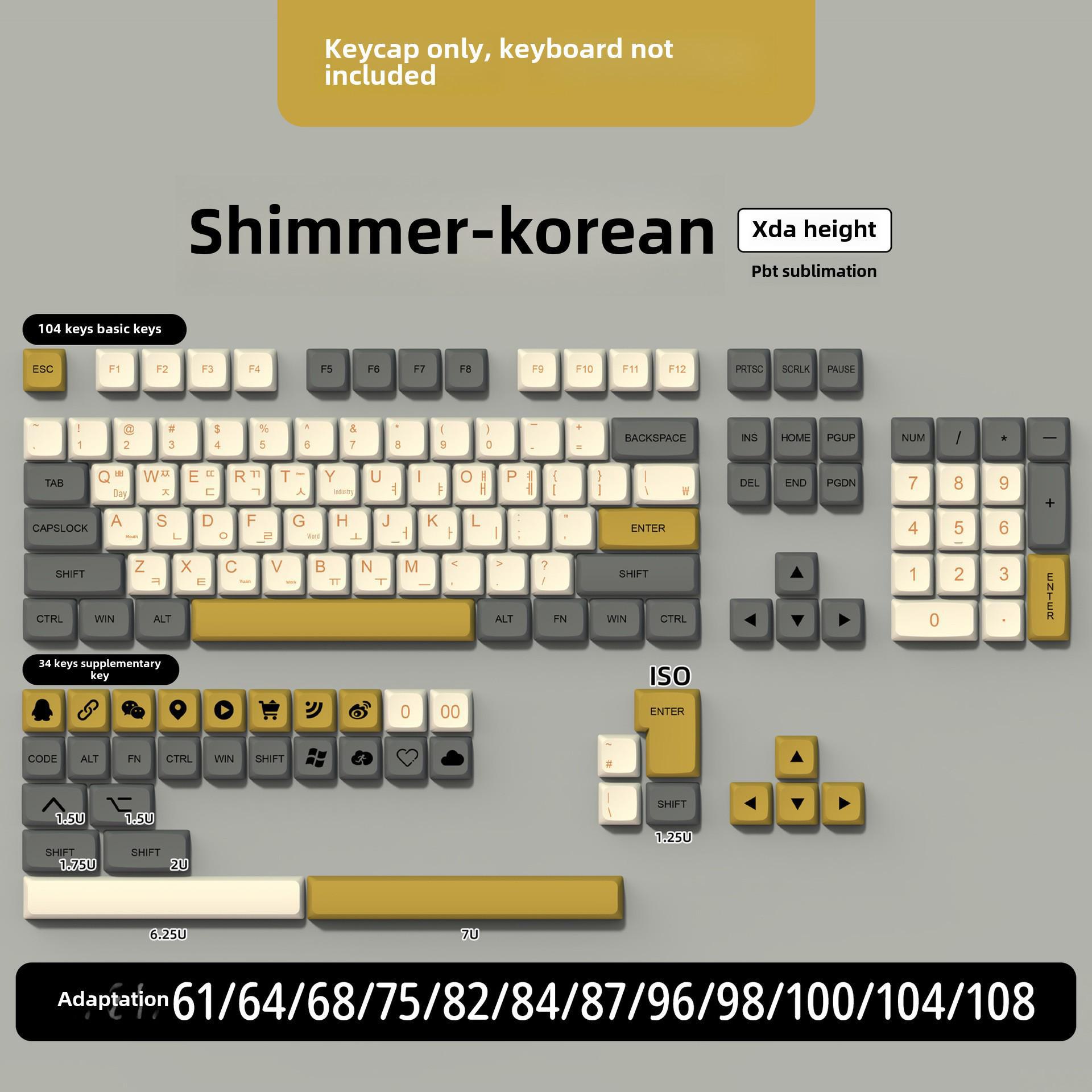 

Клавіатурні ковпачки PBT Dye-Sub профілю XDA для механічних клавіатур (68/75/84/96/980/104) 138-key Korean