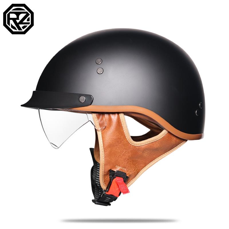 

Электрический мотоциклетный шлем мужской и женский летний ретро полушлем четыре сезона дышащий легкий голова XXL матовый черный