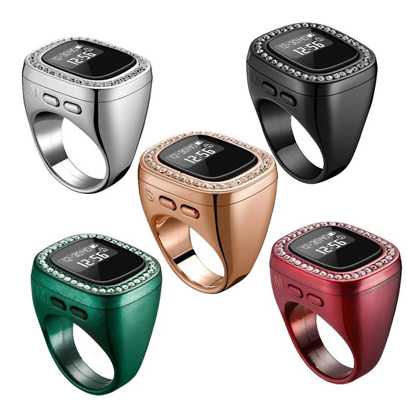 Diamond Finger Digital Counter Rings with Azan Alarm Vibration Reminder Unisex Intelligent Tasbih Tracks for Islamic Prayer Ring 1