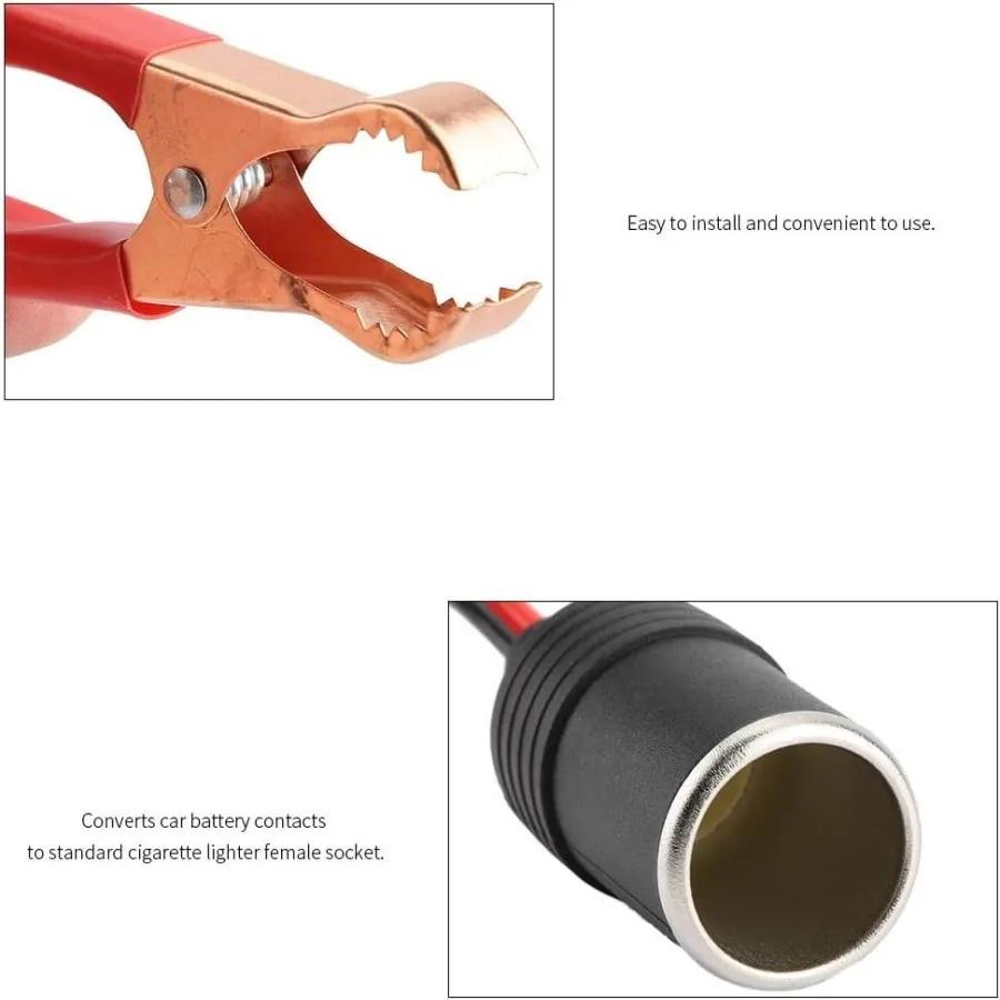 Battery Clamp Converter, Battery Clamp Converter, Cigarette Lighter Socket to Clip, 12V-24V Cigarette Lighter Female Socket to C