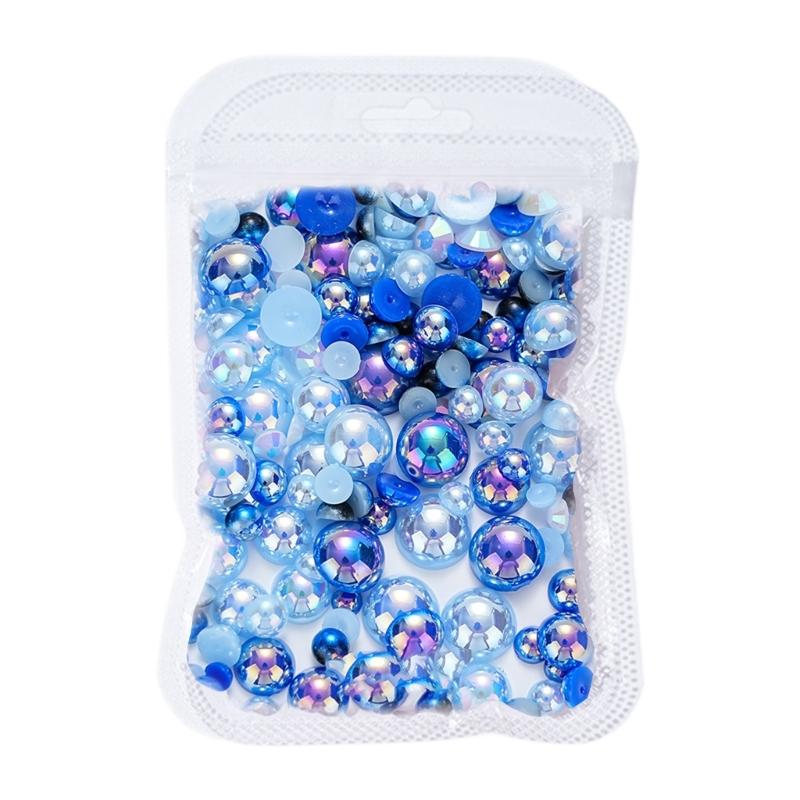 Pearls Nail Charms,Nails Art Accessories Half Round Nails Art Pearls Flat Back Half Round Pearls 3d Nail Rhinestones