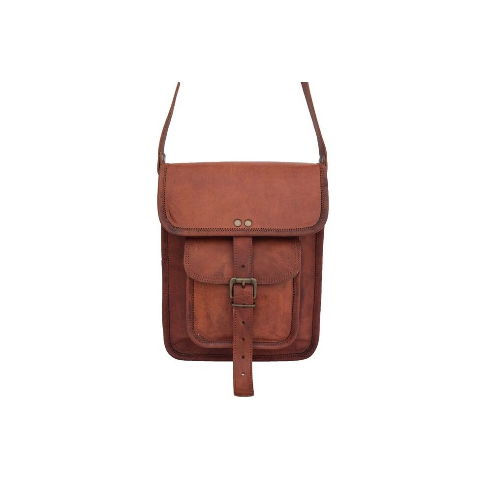 Goat Leather Messenger Bag iPad Tab Satchel Håndveske Crossbody Sling Bags