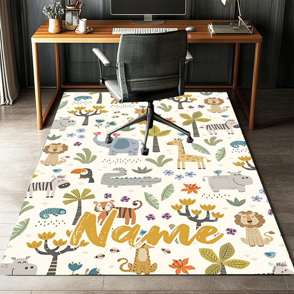 Custom Name Animals Printed Carpet,Rug for Office Chair Living Room Bedroom Kitchen Room Decor Gifts.