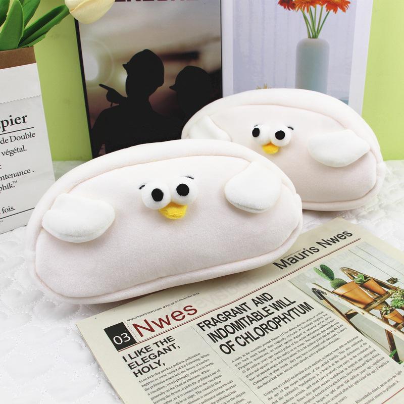 Seagull Milk Puff Plush Pencil Case - Large Capacity Student Storage Bag Large Capacity