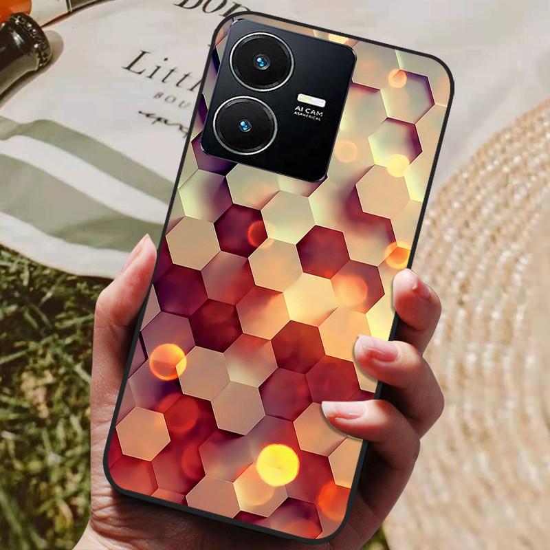 Für Vivo Y22 Hülle Weiches Silikon Stoßfeste Handyhülle für Vivo Y22 Y22s Y 22 s Hüllen Y 22 2022 Schwarzer Bumper Schutzhüllen