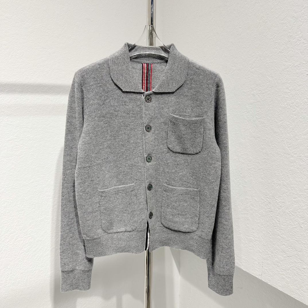 

THOM BRASSY Жаккардовый шерстяной кардиган в полоску In Stock серый