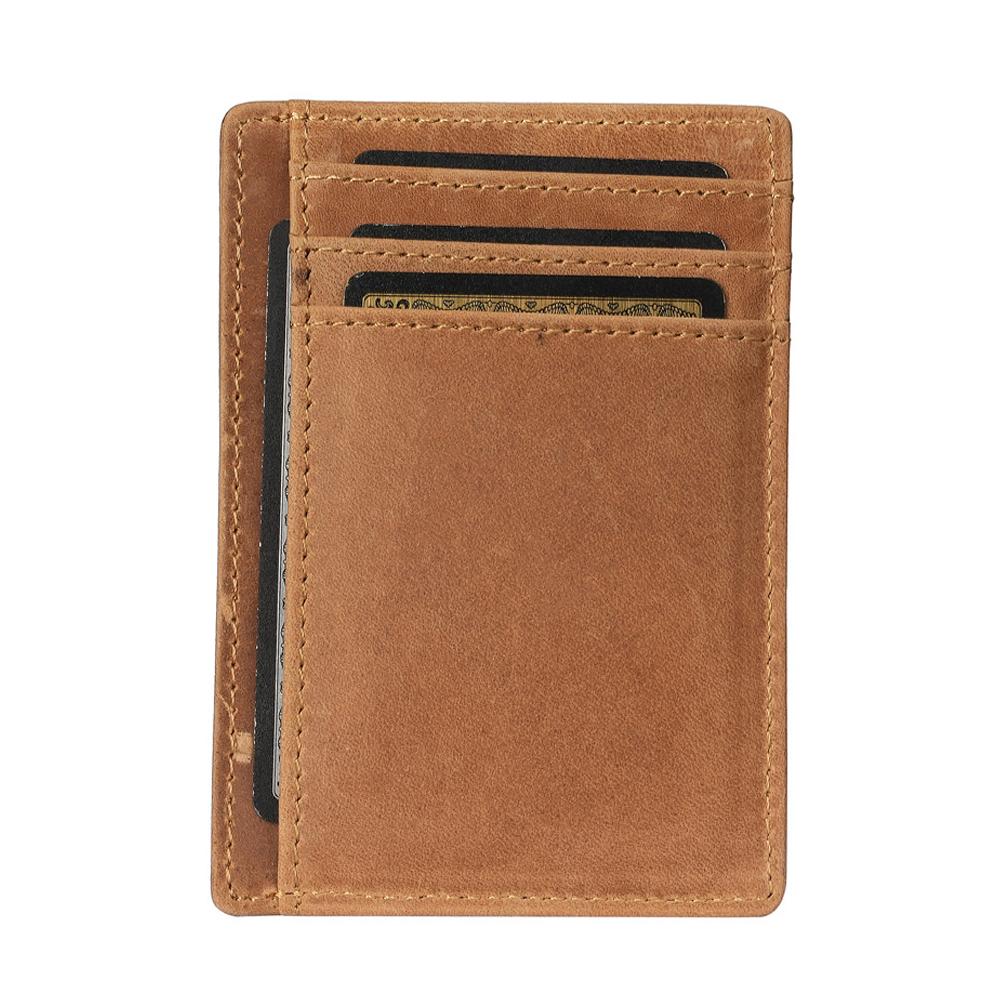 Echtes Rindsleder Retro Schlanker Kartenhalter Ultra Dünn Minimalistisch Unisex Kleine Kartenbörse für Business Kreditkarten Bankkarten Ausweishalter