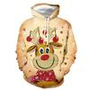 Christmas Hooded Ladies Sweatshirt 3D Cartoon Pattern Printing Casual Pullover Hoodie Kangaroo Pocket Long-sleeved Top