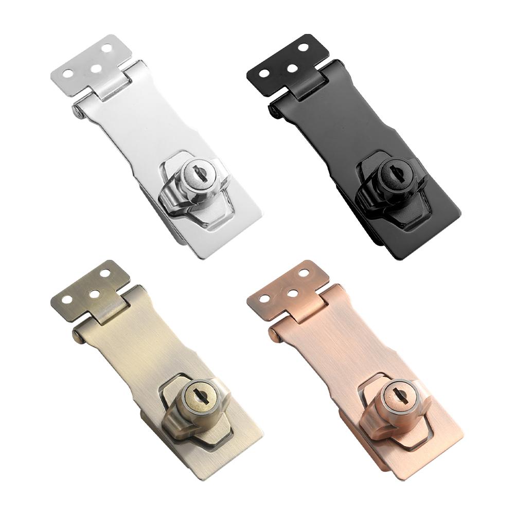 Hasp Key Lock 90 Degree Rotation 4 Inch Drawer Locks Punch-free with Lock Double Door Cabinet Lock with Screw Furniture Hardware
