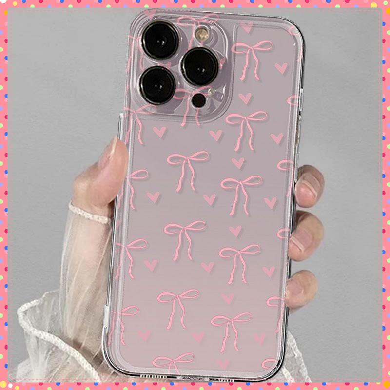 Case for iPhone 15 Fashionable Butterfly Bow Print Phone Cases for iPhone 16 14 13 12 11 Pro Max X XR XS 7 8 Plus SE2 16E Cover