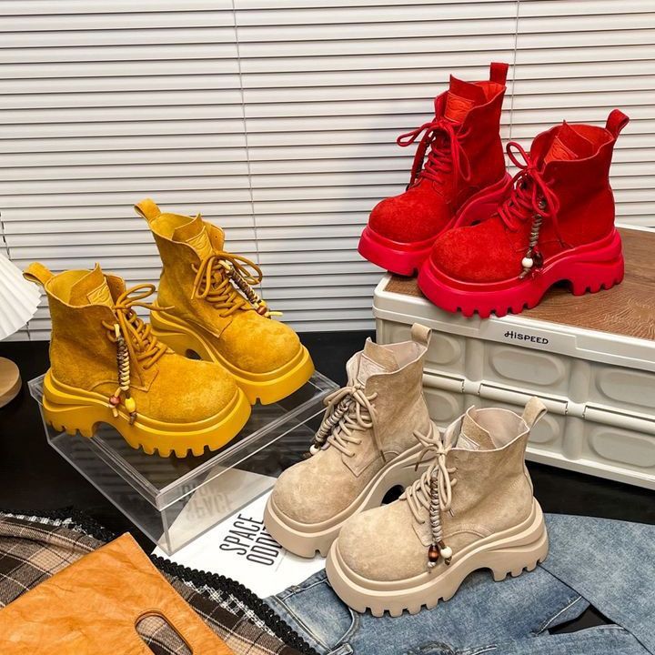 Fashion Versatile Frosted Big Head Martin Boots Women's Popular 2025 Autumn New Su Motorcycle Boots Short Rhubarb Boots Women's