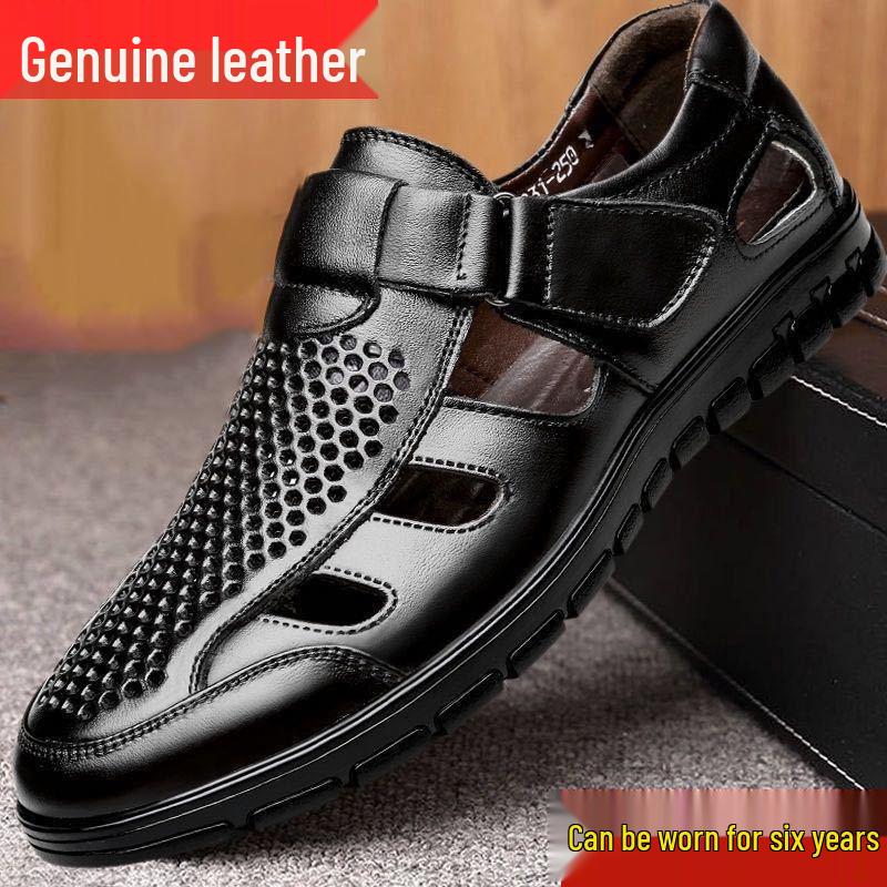 

Мужские деловые повседневные перфорированные сандалии из натуральной кожи 39