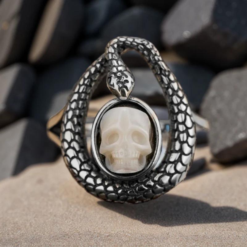 European and American Spiral Skull Ring Punk Street Jewelry Accessories Environmentally Friendly Material