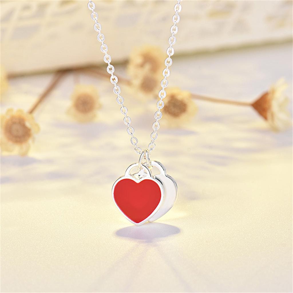 Double Peach Oil Drop Pendant Necklace Valentine'S Day/Birthday Gift Suitable For Daily Wear