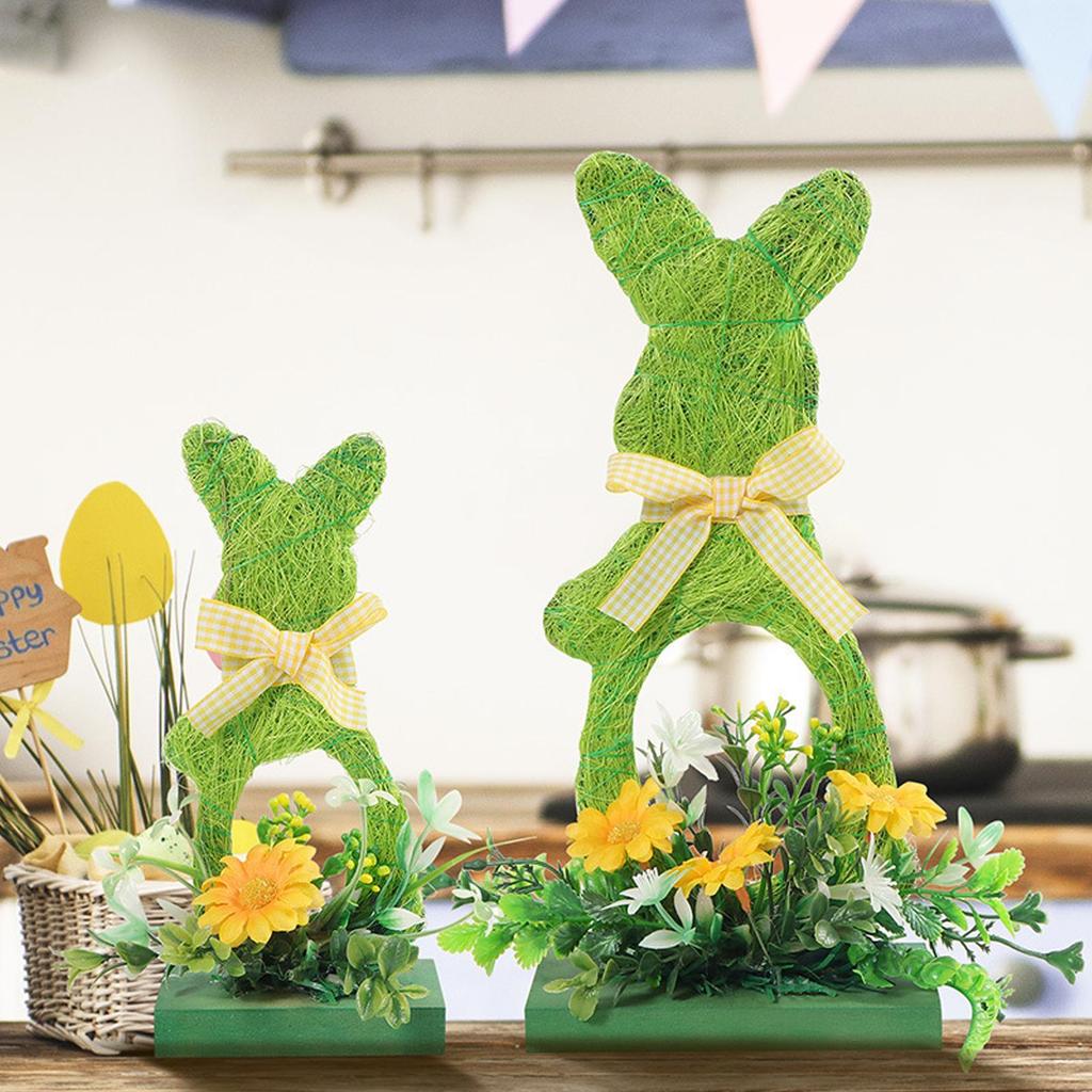 3pcs Easter Bunny Decorations Wooden Green Bunny Home Ornaments Rustic Spring Atmosphere Bunny Home Decor For Office Home