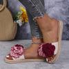 Modische Damen-Slipper, mehrfarbig, mit großem Blumenmuster, ideal für Studenten, Urlaub und Strand. Leicht, rutschfest und strapazierfähig.