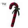 Reusable Holiday Party Pendant Velvet Christmas Candy Cane Ornament, Fabric Decoration with Retro Ornaments Bow, Xmas Tree Hanging Decor for Pendants