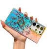 Electroplated Laser Flower Imd with Ring Buckle Bracket S24 Mobile Phone Case S25Ultra Anti-drop All-inclusive A56 Hard Case