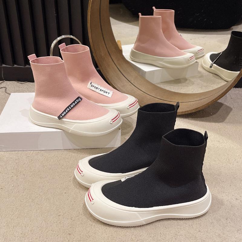 Women's Socks Shoes Spring Autumn New Breathable Casual Sports Shoes Breathable Mesh Platform Ankle Boots Zapatos Mujer