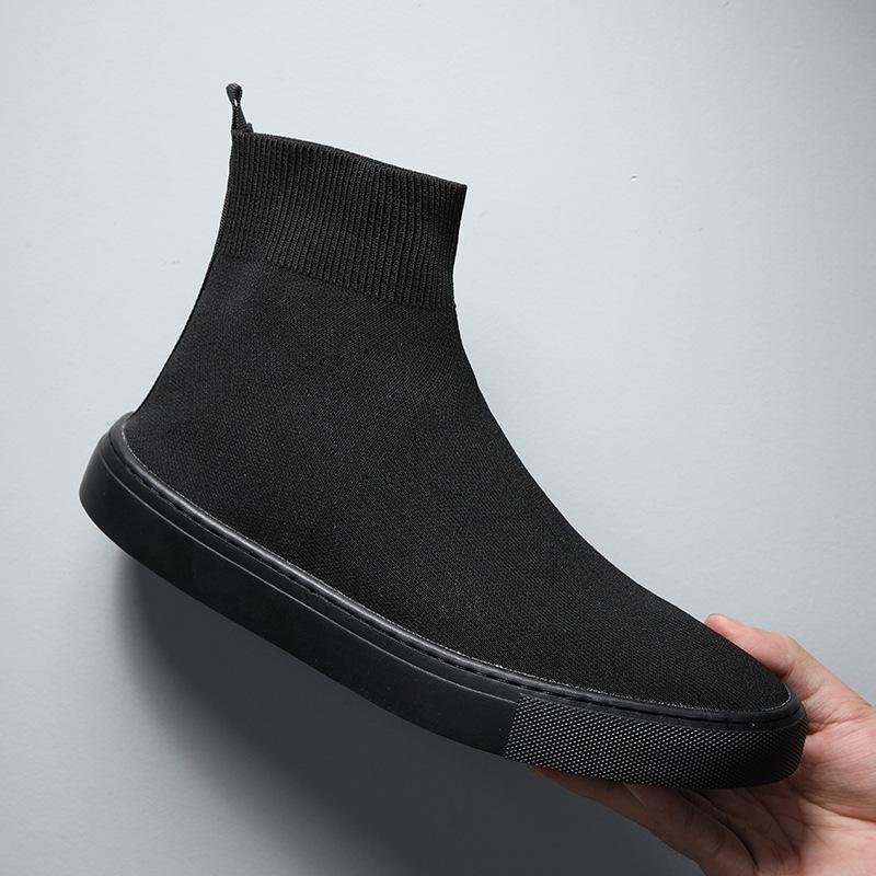 

Spring and summer breathable men s shoes one pedal sleeve elastic socks shoes casual Korean version high-top board shoes 38