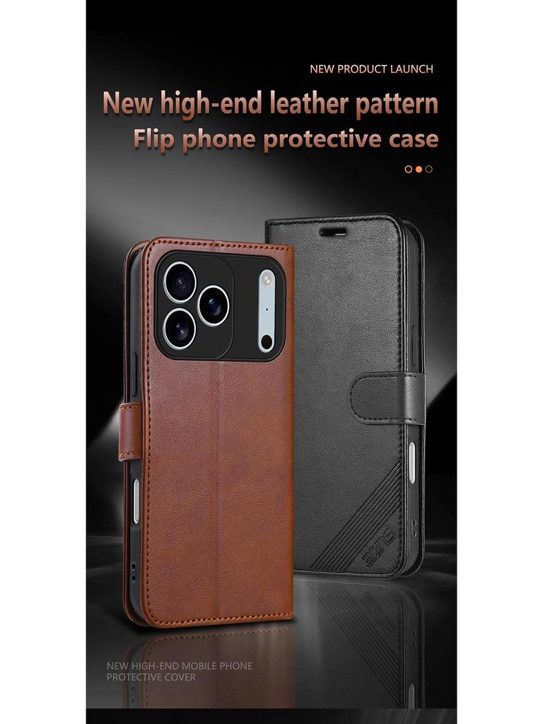 Flipové pouzdro na peněženku z TPU kůže s ovčí kůží pro iPhone 17 Pro Max s magnetickým zapínáním