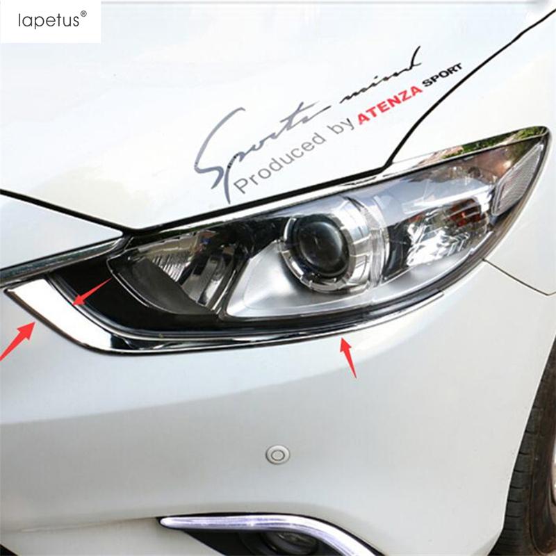 2 Pcs Chrome Accessories For Mazda 6 Atenza Sedan 2013 2014 2015 Front Head Light Lamp Eyelid Eyebrow Strip Decor Cover Kit Trim