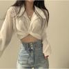 Koreanischer schicker Frühling Fliege Crop Top für Damen