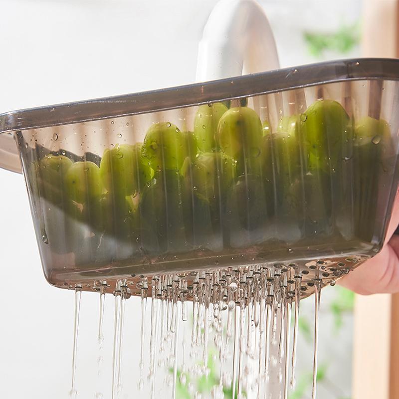 Drain Basket Triangular Non-Slip Easy Hanging Punch Vegetable Cleaning