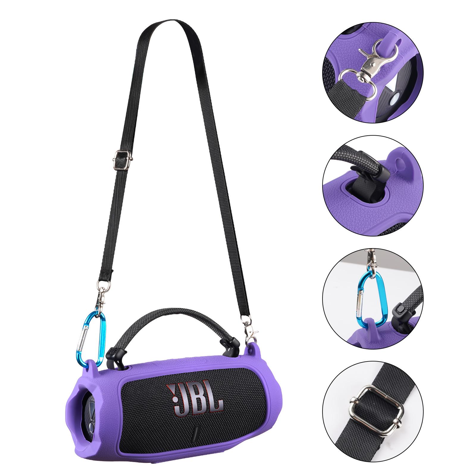 

Портативная Bluetooth-колонка Чехол для переноски Силиконовый чехол, Мягкий защитный чехол с плечевым ремнем для колонки JBL Charge 6 фиолетовый