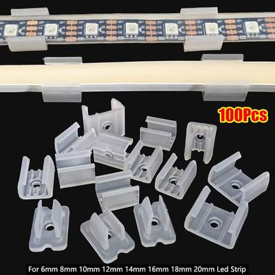 100Pcs 220V Flexible COB LED Strip Fixed Clips Plastic Lamp Holder Fitting Light Mounting Buckle 5050/5730/2835 8-20mm
