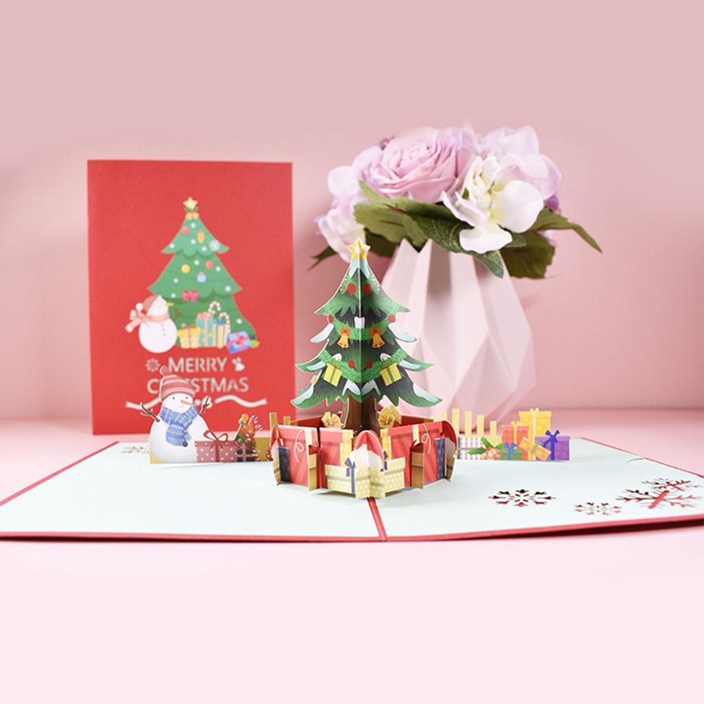 Pop-UP Paper Greeting Cards Postcards Christmas Pop-UP Cards 2 Styles for Birthday Christmas Party Wedding Decoration