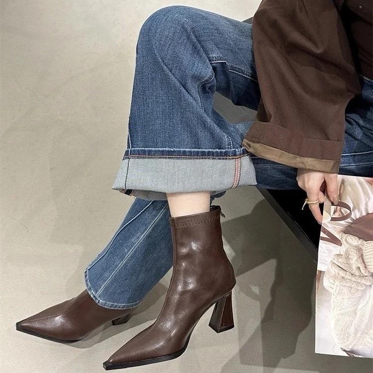 Handmade Women's Boots Luxury Minimalist Autumn Winter over Knee Boot Cross-Border Retro Style Women's Shoes