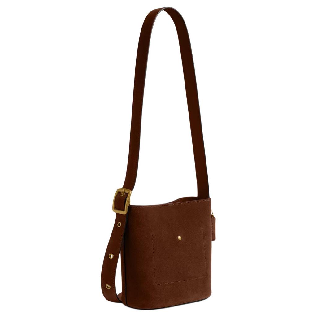 Coach Bleecker 21 Bucket Bag With Front Brand Logo Women Shoulder Bag Warm-Brown CCW84-B4WBR