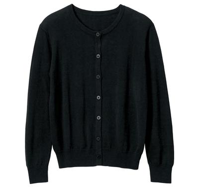 [Anfamie] Washable Cardigan, Smooth Cotton Blend, Round Neck, Long Length, Suitable for Nurses, Office Workers, and Everyday Wear, Cold Weather Protec