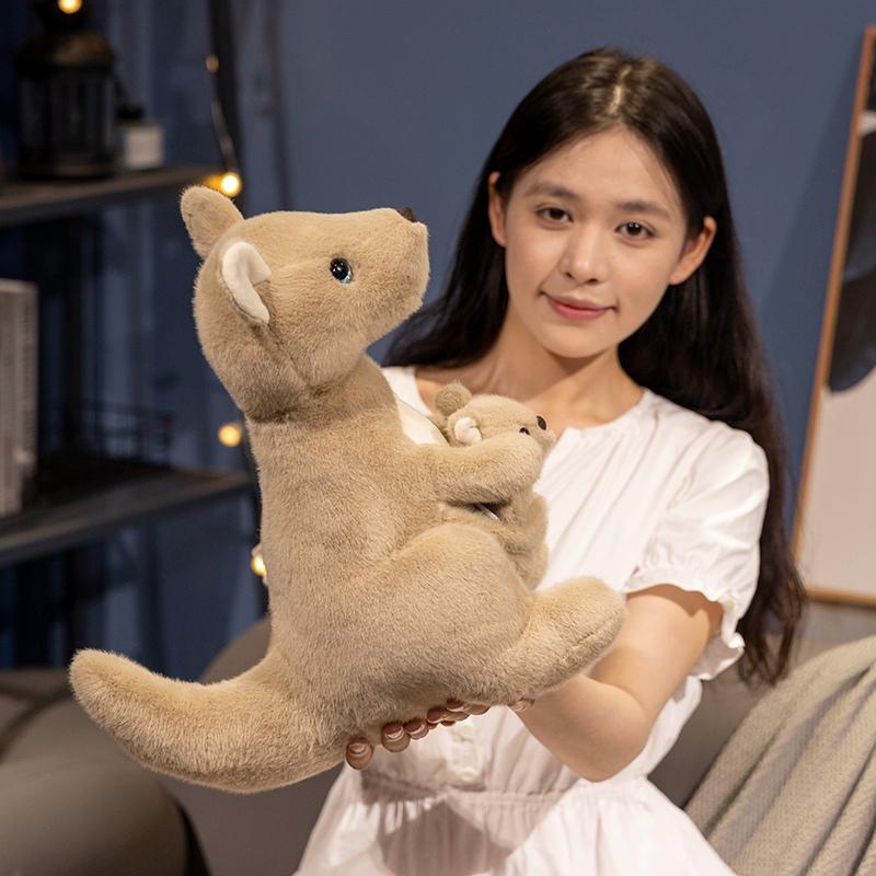 Simulation Plush Erret Mother and Baby Kangaroo Cartoon Funny Animals Dolls Soft Toys Throw Pillow Girls  Birthday Xmas Gifts